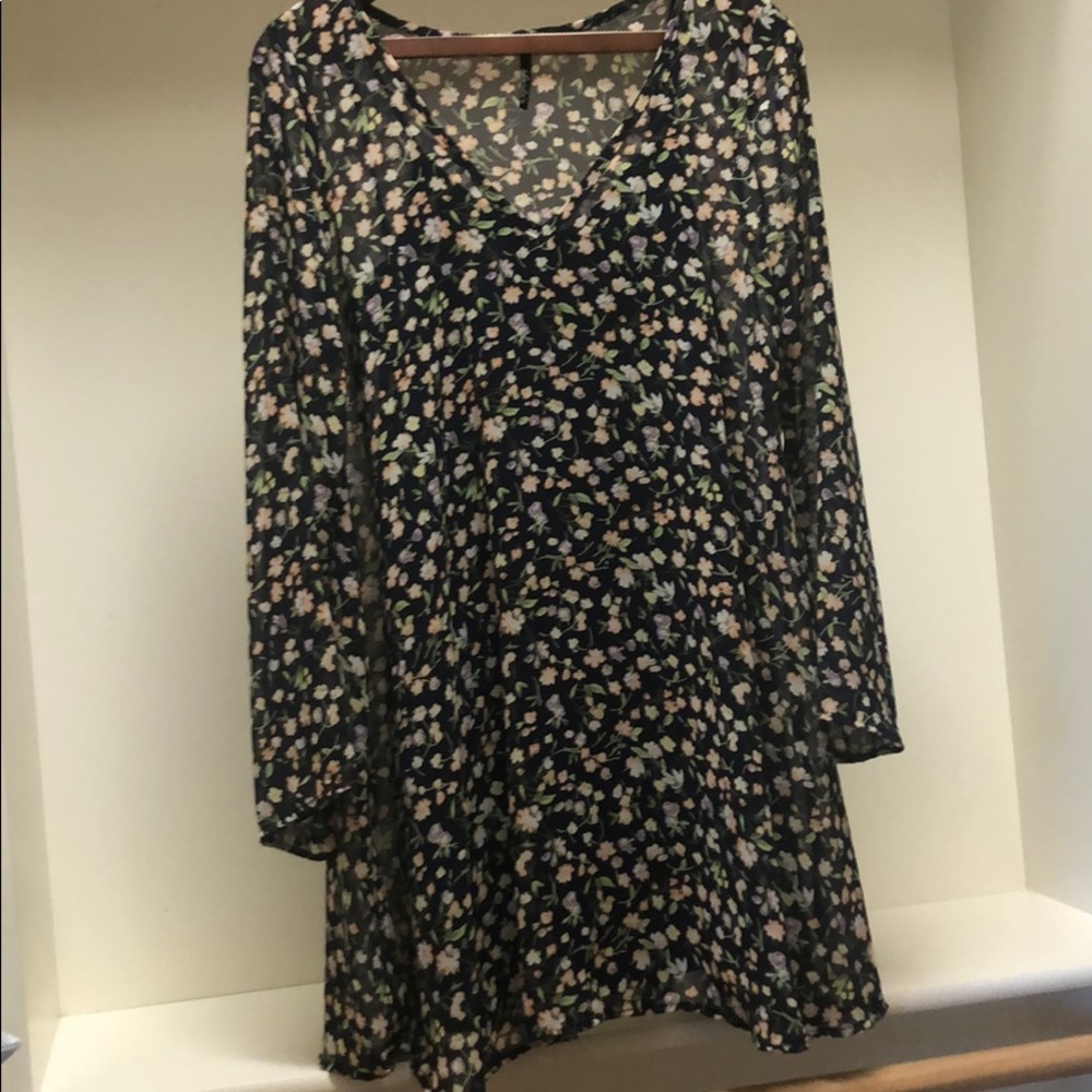 Blue floral long sleeve dress
